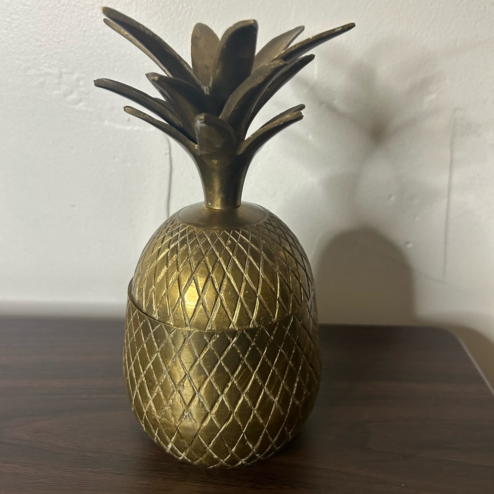 Mid Century Brass Pineapple trinket box